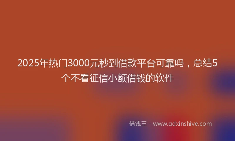 2025年热门3000元秒到借款平台可靠吗，总结5个不看征信小额借钱的软件