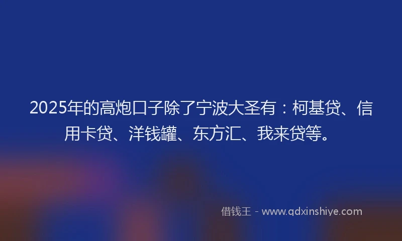 2025年的高炮口子除了宁波大圣有：柯基贷、信用卡贷、洋钱罐、东方汇、我来贷等。
