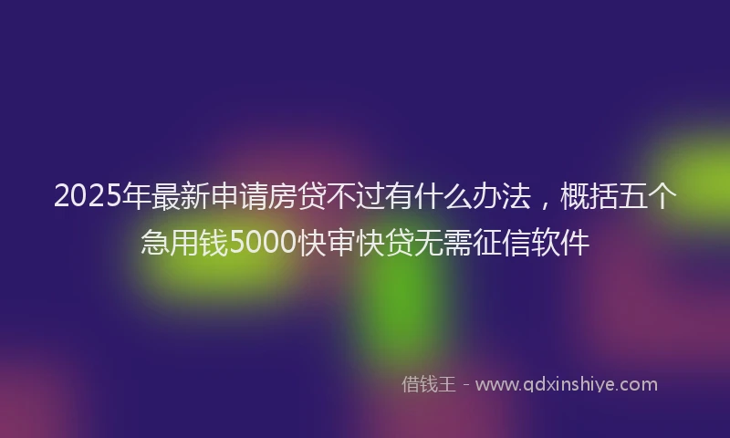 2025年最新申请房贷不过有什么办法，概括五个急用钱5000快审快贷无需征信软件