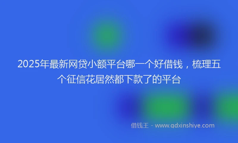 2025年最新网贷小额平台哪一个好借钱，梳理五个征信花居然都下款了的平台