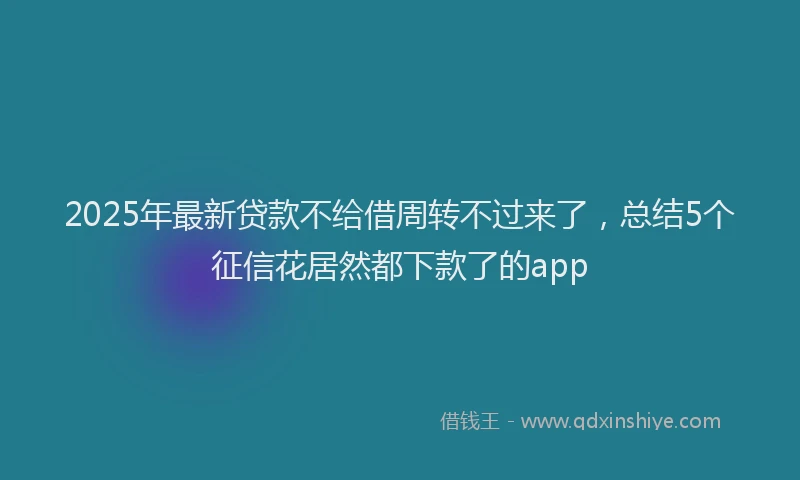 2025年最新贷款不给借周转不过来了，总结5个征信花居然都下款了的app