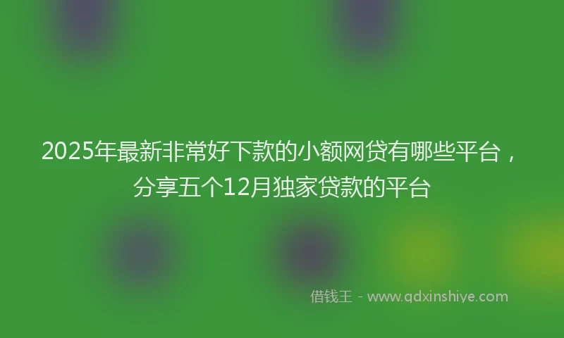 2025年最新非常好下款的小额网贷有哪些平台，分享五个12月独家贷款的平台