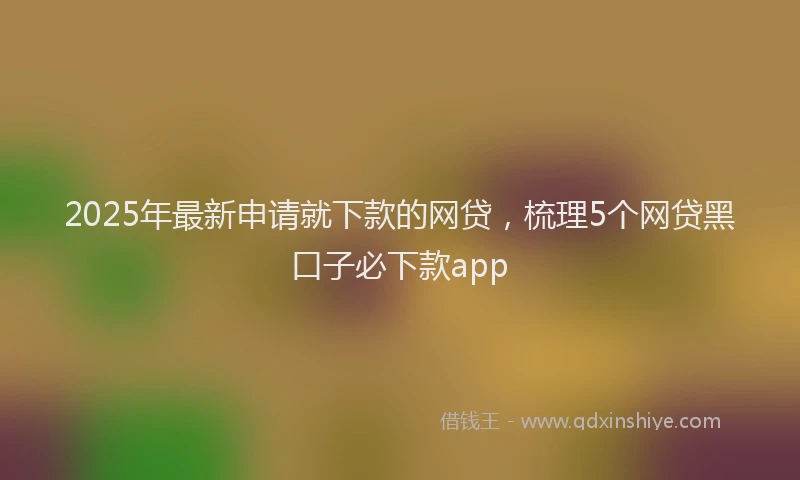 2025年最新申请就下款的网贷，梳理5个网贷黑口子必下款app