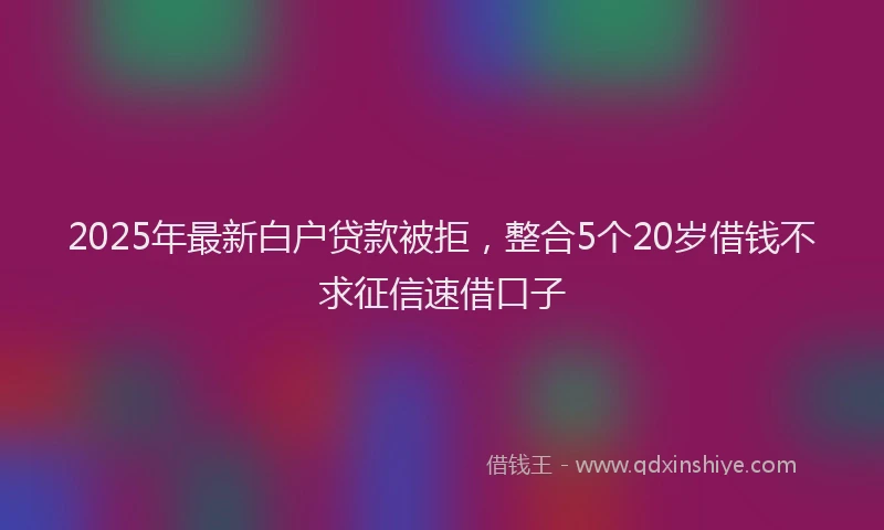 2025年最新白户贷款被拒，整合5个20岁借钱不求征信速借口子