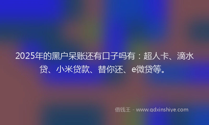 2025年的黑户呆账还有口子吗有：超人卡、滴水贷、小米贷款、替你还、e微贷等。