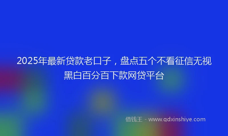 2025年最新贷款老口子，盘点五个不看征信无视黑白百分百下款网贷平台