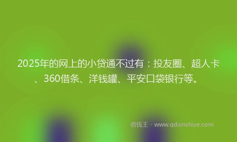 2025年的网上的小贷通不过有：投友圈、超人卡、360借条、洋钱罐、平安口袋银行等。