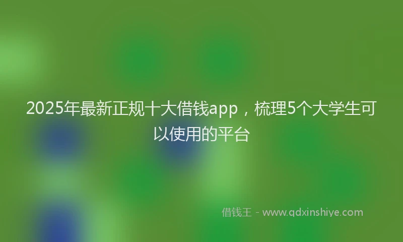 2025年最新正规十大借钱app，梳理5个大学生可以使用的平台