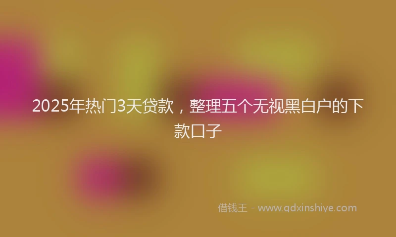 2025年热门3天贷款，整理五个无视黑白户的下款口子