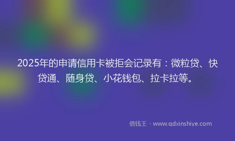 2025年的申请信用卡被拒会记录有：微粒贷、快贷通、随身贷、小花钱包、拉卡拉等。