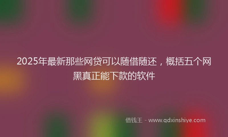2025年最新那些网贷可以随借随还，概括五个网黑真正能下款的软件