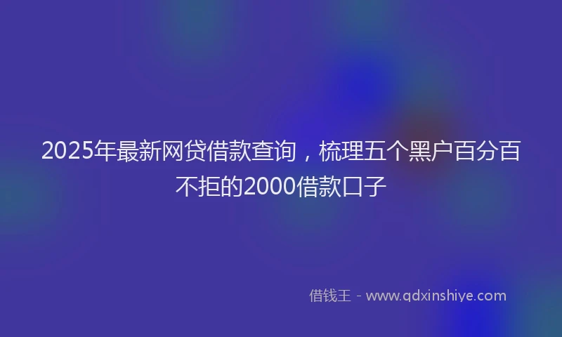 2025年最新网贷借款查询，梳理五个黑户百分百不拒的2000借款口子