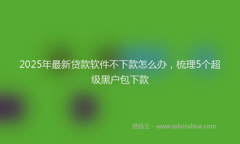 2025年最新贷款软件不下款怎么办，梳理5个超级黑户包下款