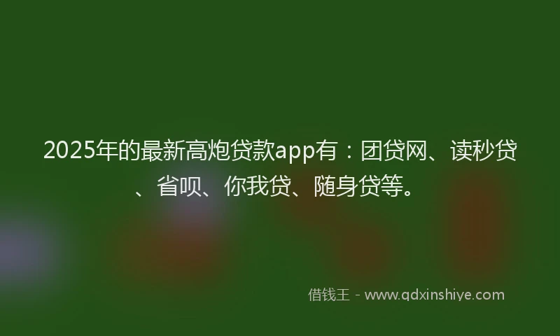 2025年的最新高炮贷款app有：团贷网、读秒贷、省呗、你我贷、随身贷等。