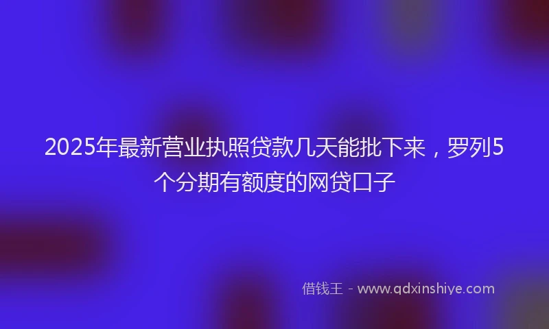 2025年最新营业执照贷款几天能批下来，罗列5个分期有额度的网贷口子
