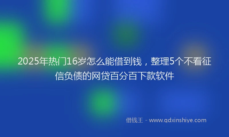 2025年热门16岁怎么能借到钱，整理5个不看征信负债的网贷百分百下款软件