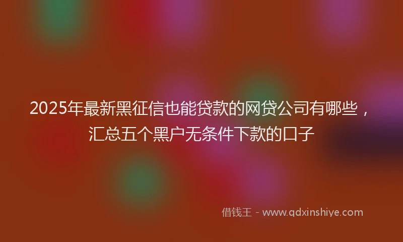 2025年最新黑征信也能贷款的网贷公司有哪些，汇总五个黑户无条件下款的口子