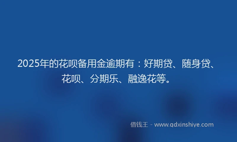 2025年的花呗备用金逾期有：好期贷、随身贷、花呗、分期乐、融逸花等。