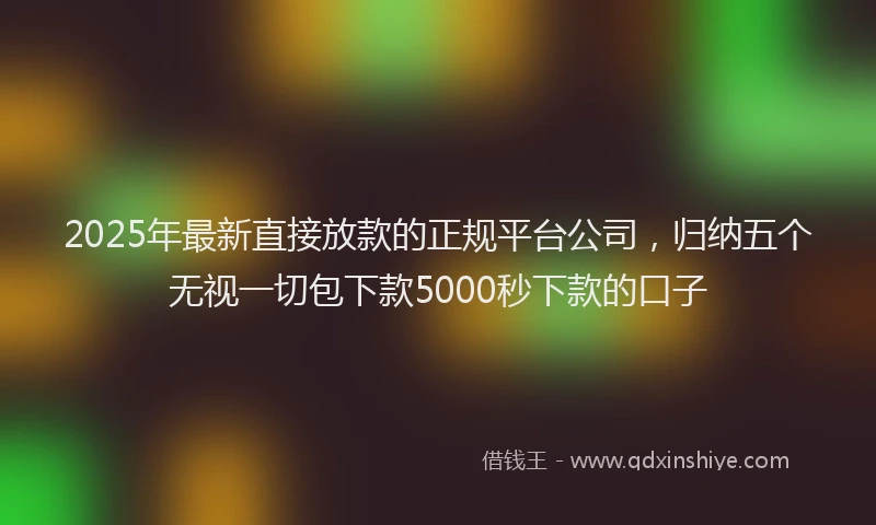 2025年最新直接放款的正规平台公司，归纳五个无视一切包下款5000秒下款的口子