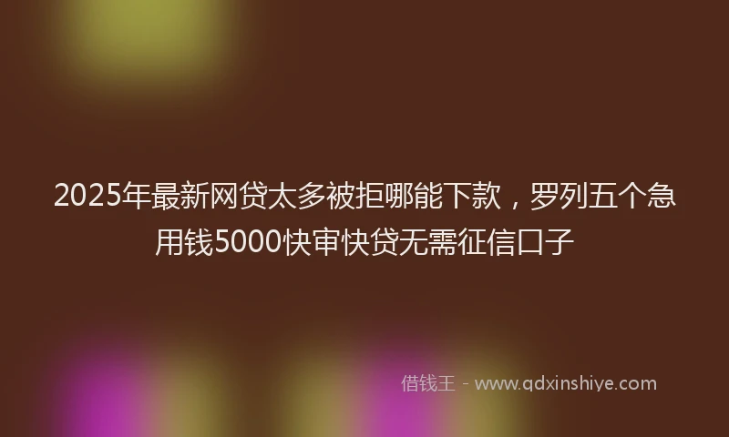 2025年最新网贷太多被拒哪能下款，罗列五个急用钱5000快审快贷无需征信口子