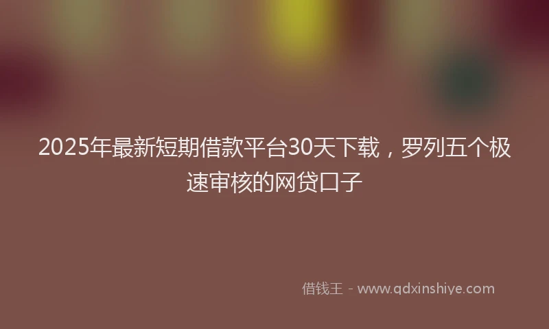 2025年最新短期借款平台30天下载，罗列五个极速审核的网贷口子
