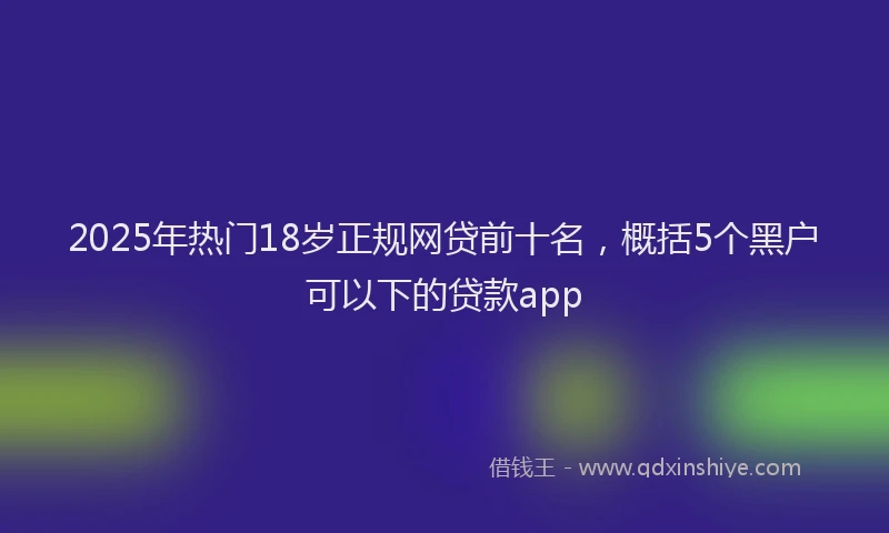 2025年热门18岁正规网贷前十名，概括5个黑户可以下的贷款app