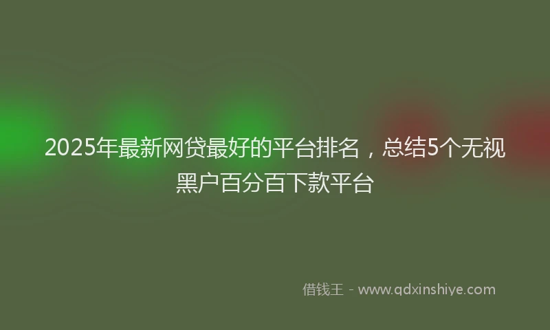 2025年最新网贷最好的平台排名，总结5个无视黑户百分百下款平台
