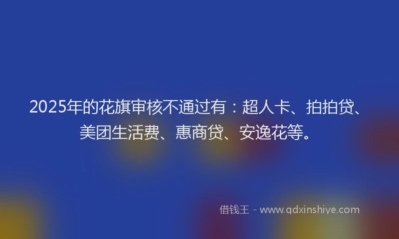 2025年的花旗审核不通过有：超人卡、拍拍贷、美团生活费、惠商贷、安逸花等。