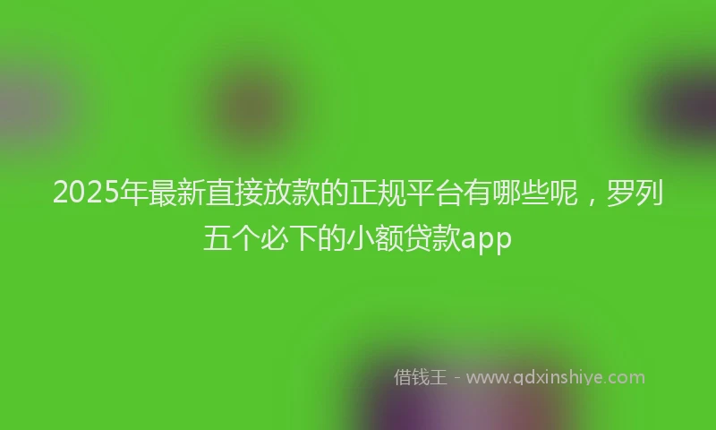 2025年最新直接放款的正规平台有哪些呢，罗列五个必下的小额贷款app