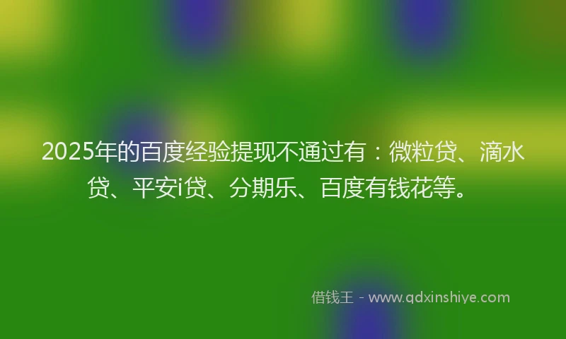 2025年的百度经验提现不通过有：微粒贷、滴水贷、平安i贷、分期乐、百度有钱花等。