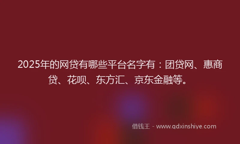 2025年的网贷有哪些平台名字有：团贷网、惠商贷、花呗、东方汇、京东金融等。