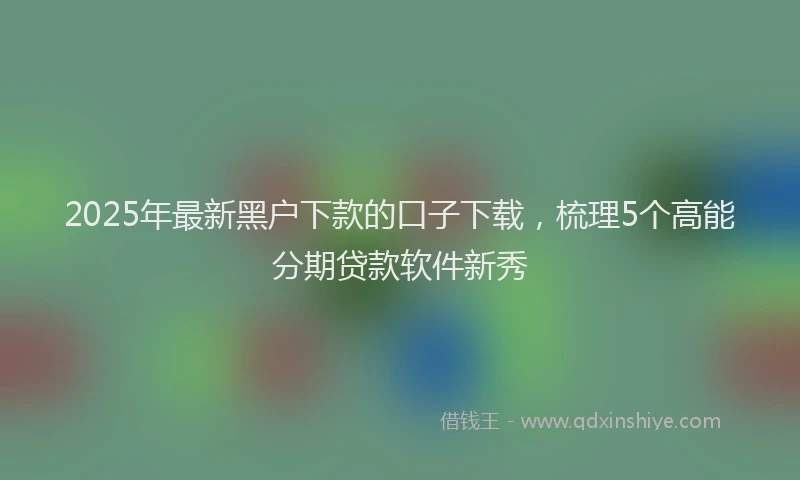 2025年最新黑户下款的口子下载，梳理5个高能分期贷款软件新秀
