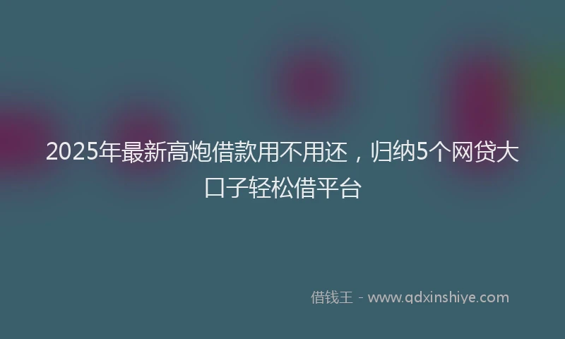 2025年最新高炮借款用不用还，归纳5个网贷大口子轻松借平台