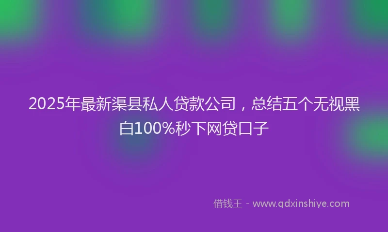 2025年最新渠县私人贷款公司，总结五个无视黑白100%秒下网贷口子