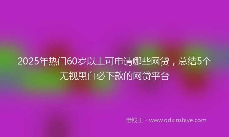 2025年热门60岁以上可申请哪些网贷，总结5个无视黑白必下款的网贷平台
