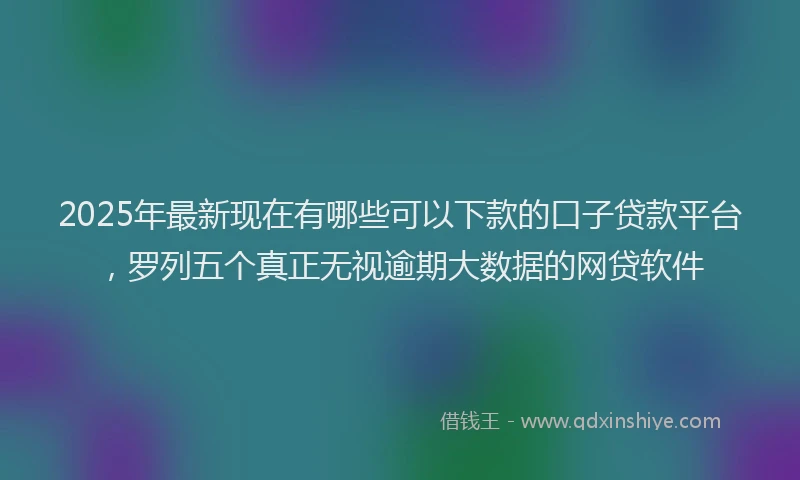 2025年最新现在有哪些可以下款的口子贷款平台，罗列五个真正无视逾期大数据的网贷软件