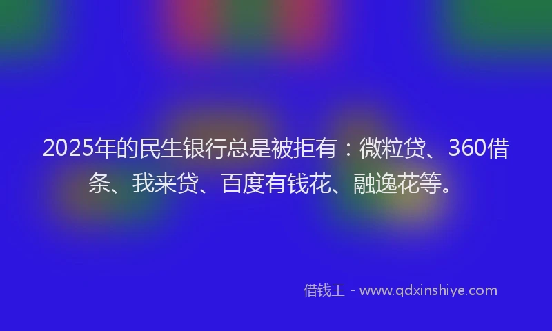 2025年的民生银行总是被拒有：微粒贷、360借条、我来贷、百度有钱花、融逸花等。