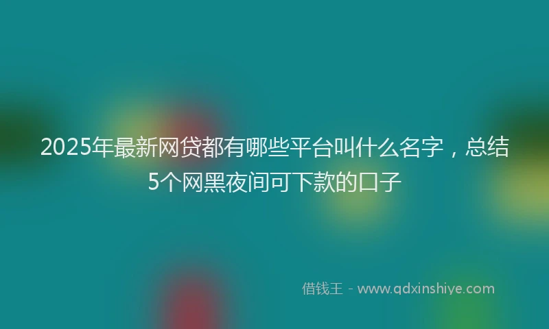 2025年最新网贷都有哪些平台叫什么名字，总结5个网黑夜间可下款的口子