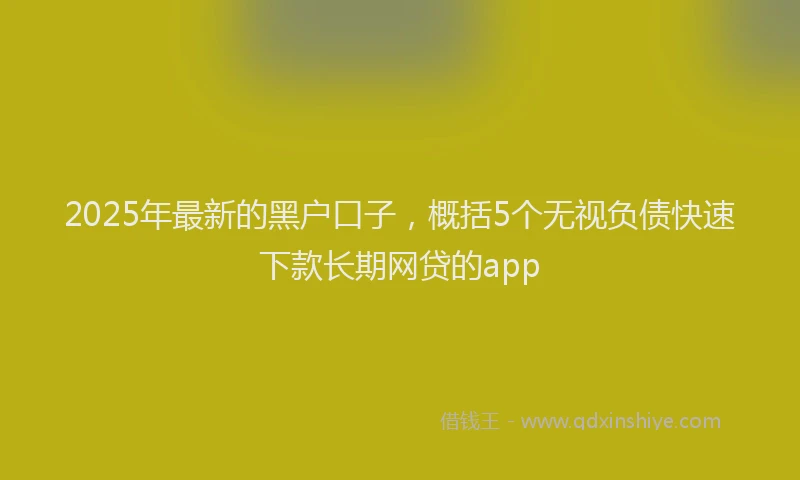 2025年最新的黑户口子，概括5个无视负债快速下款长期网贷的app