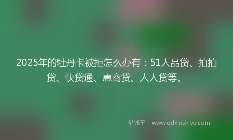 2025年的牡丹卡被拒怎么办有：51人品贷、拍拍贷、快贷通、惠商贷、人人贷等。