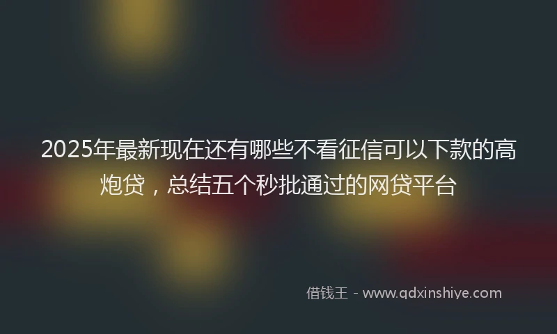 2025年最新现在还有哪些不看征信可以下款的高炮贷，总结五个秒批通过的网贷平台