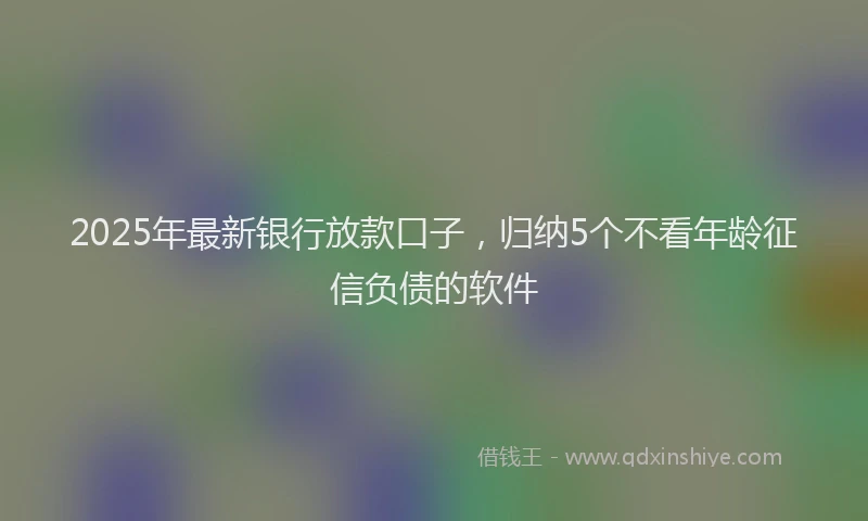 2025年最新银行放款口子，归纳5个不看年龄征信负债的软件