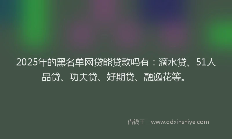 2025年的黑名单网贷能贷款吗有：滴水贷、51人品贷、功夫贷、好期贷、融逸花等。