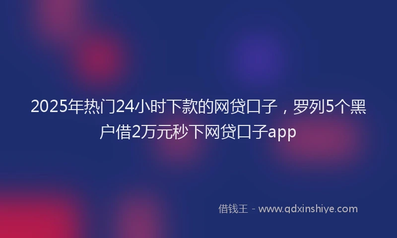 2025年热门24小时下款的网贷口子，罗列5个黑户借2万元秒下网贷口子app