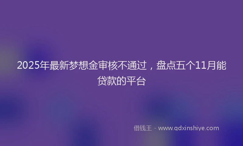 2025年最新梦想金审核不通过，盘点五个11月能贷款的平台