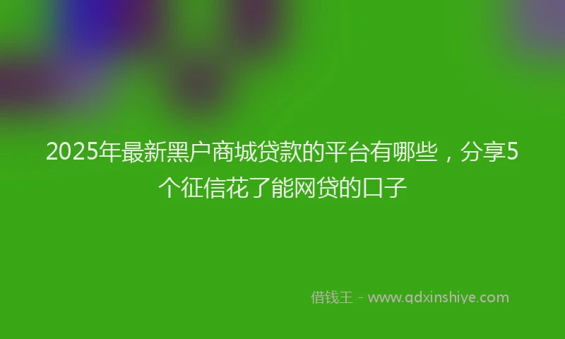 2025年最新黑户商城贷款的平台有哪些，分享5个征信花了能网贷的口子