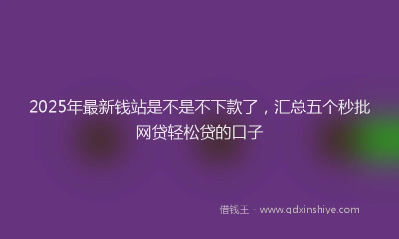 2025年最新钱站是不是不下款了，汇总五个秒批网贷轻松贷的口子