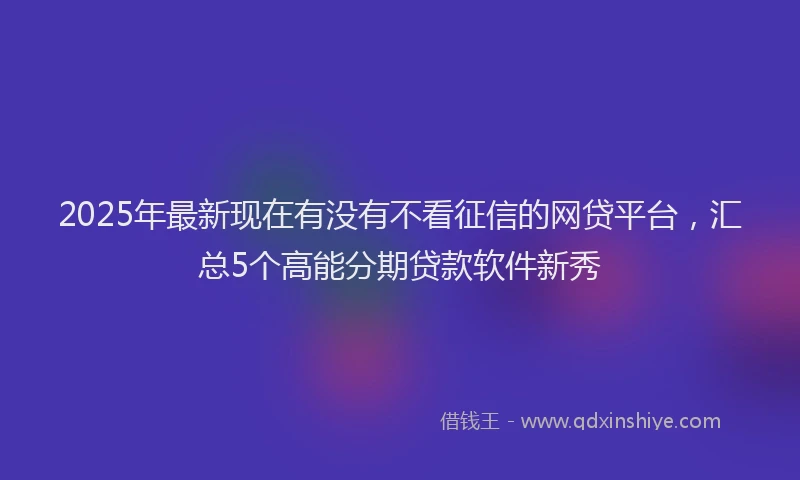 2025年最新现在有没有不看征信的网贷平台，汇总5个高能分期贷款软件新秀