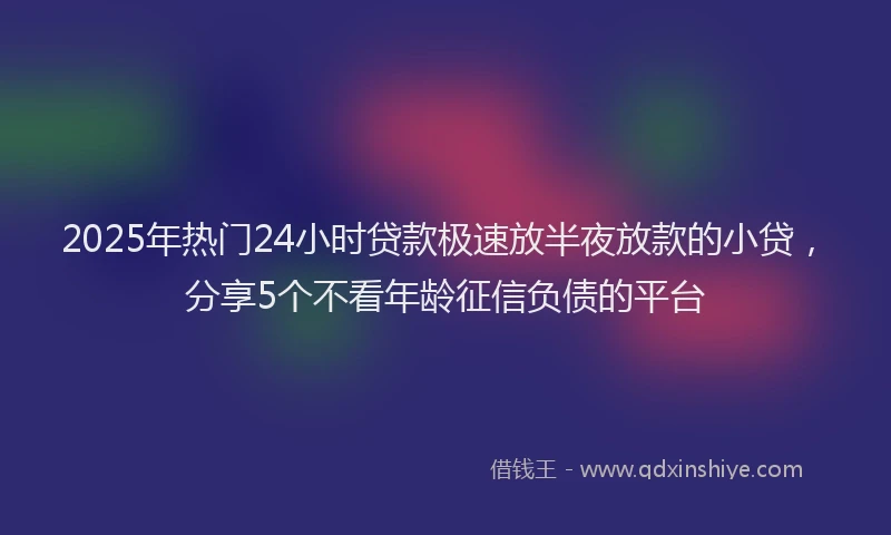 2025年热门24小时贷款极速放半夜放款的小贷，分享5个不看年龄征信负债的平台