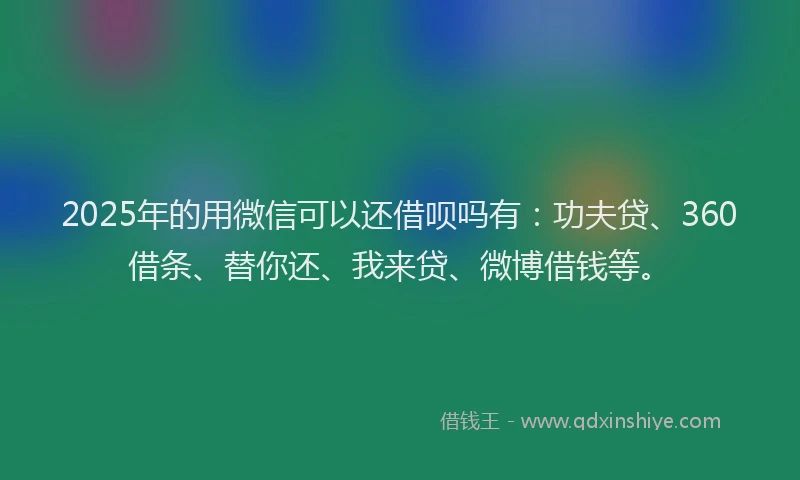 2025年的用微信可以还借呗吗有：功夫贷、360借条、替你还、我来贷、微博借钱等。